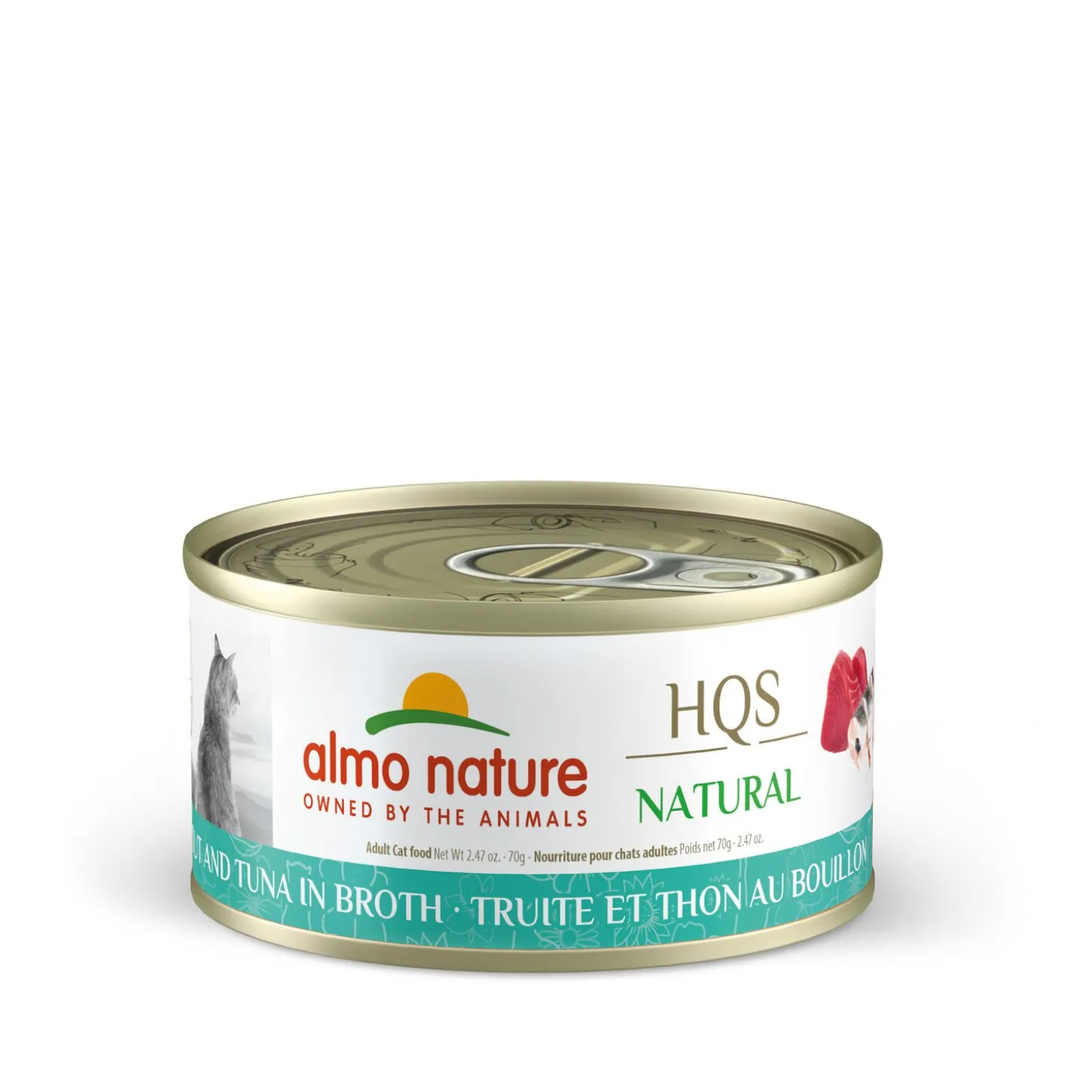 Trout and tuna in broth for adult cats