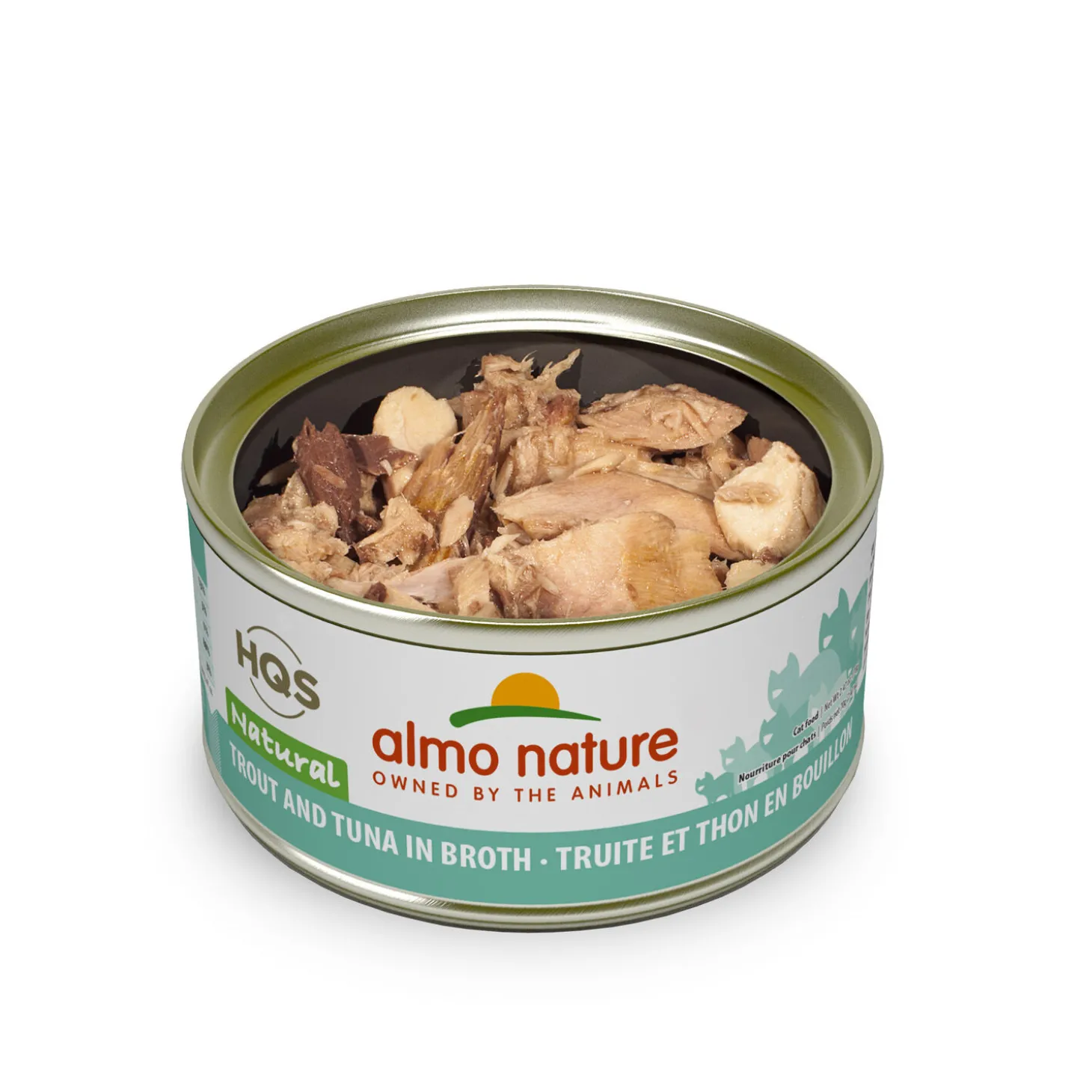 Trout and tuna in broth for adult cats