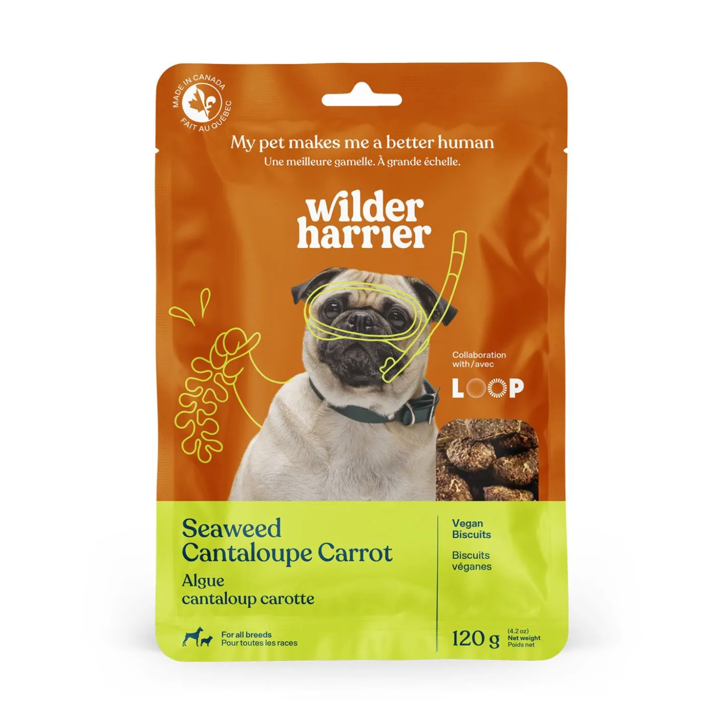 Vegan Dog Biscuits, wakame, cantaloupe and carrot