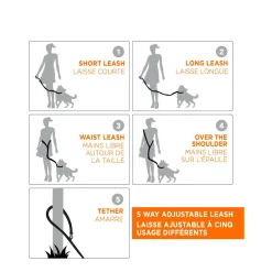 5-way Dog Leash, fuschia