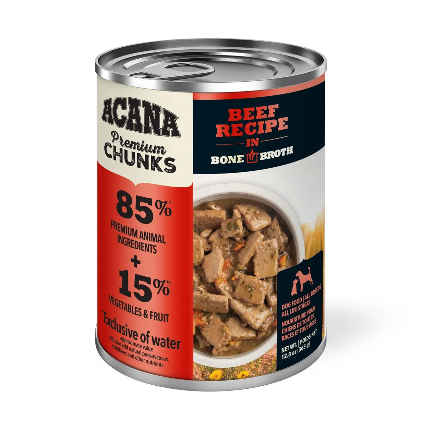 Wet Beef Recipe in Bone Broth for Dogs, 363 g
