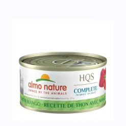 Wet cat food, tuna with mango in gravy