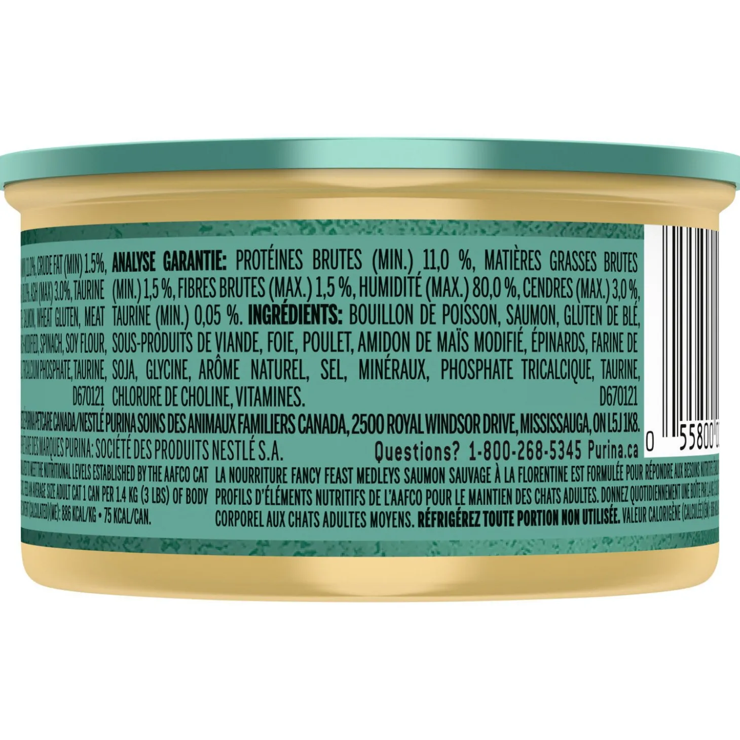 Wet food wild salmon florentine