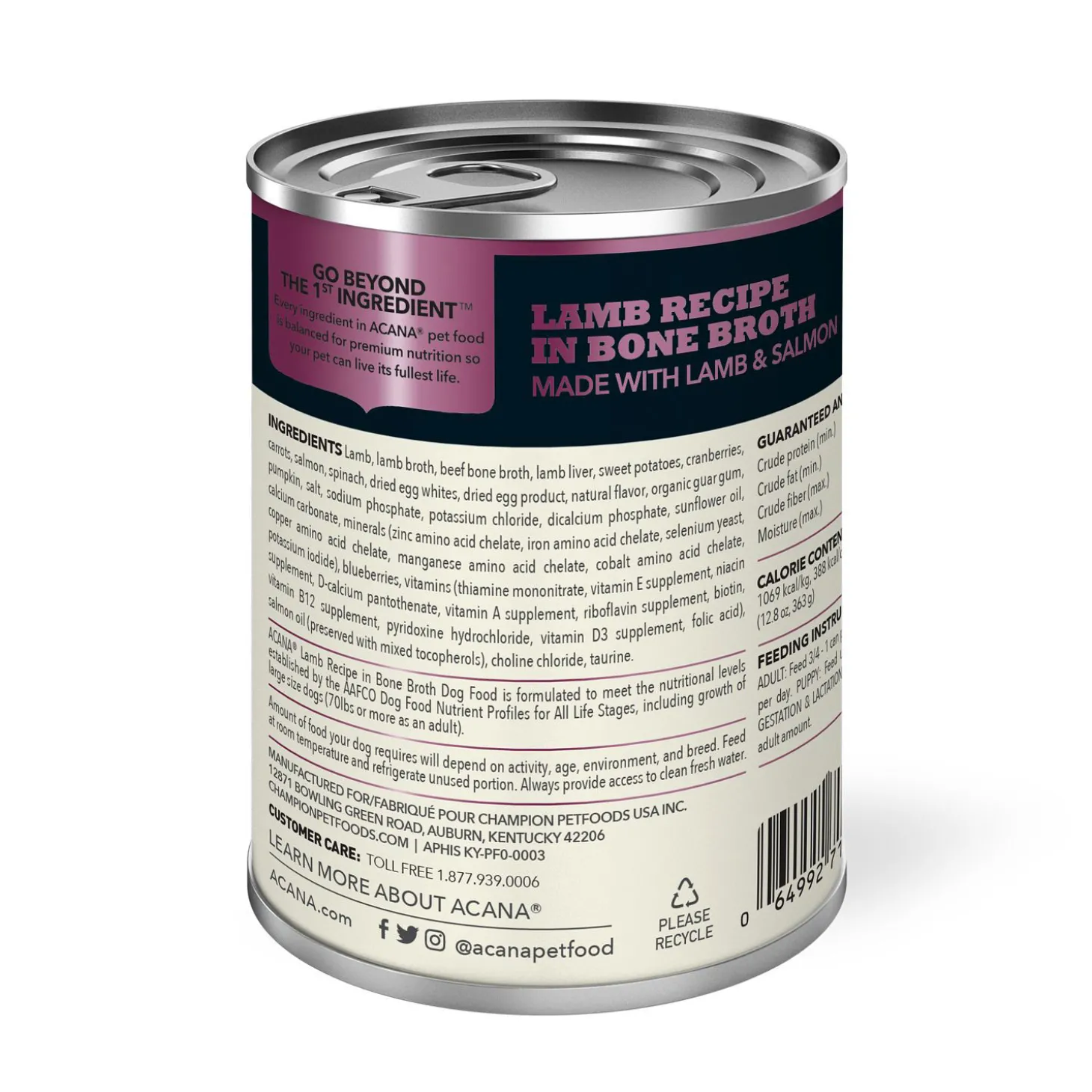 Wet Lamb Recipe in Bone Broth for Dogs, 363 g