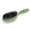 Wire pin and bristle combo brush for dogs
